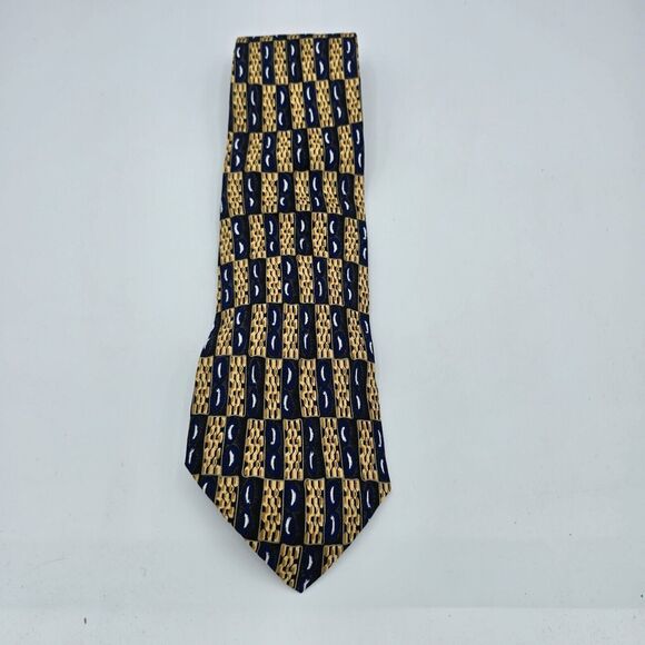 Mens Necktie JZ Richards Classic Designer 100% Silk Gold 59 By 4 Inch Vintage - Picture 2 of 6